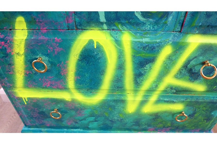 Graffiti Drawers Painted Drawers Cool Office Furniture Etsy UK