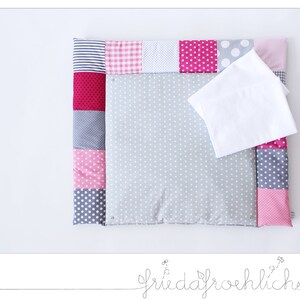 Washable changing mat/changing mat grey/pink/pink patchwork image 1