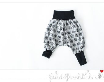 Bloomers baby / growing pants - gray / black - with motif