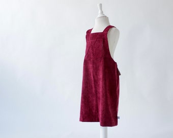 Girls corduroy dress with pocket - burgundy