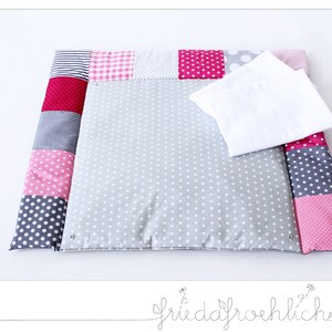 Washable changing mat/changing mat grey/pink/pink patchwork image 3