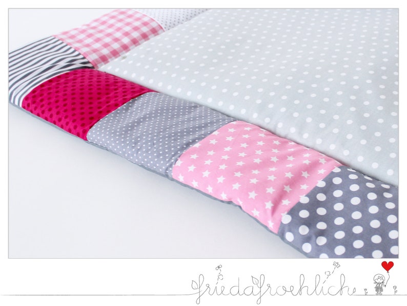 Washable changing mat/changing mat grey/pink/pink patchwork image 2