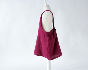 Summer dress girls muslin with pocket - burgundy