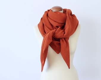 XXL triangular scarf muslin women - rust