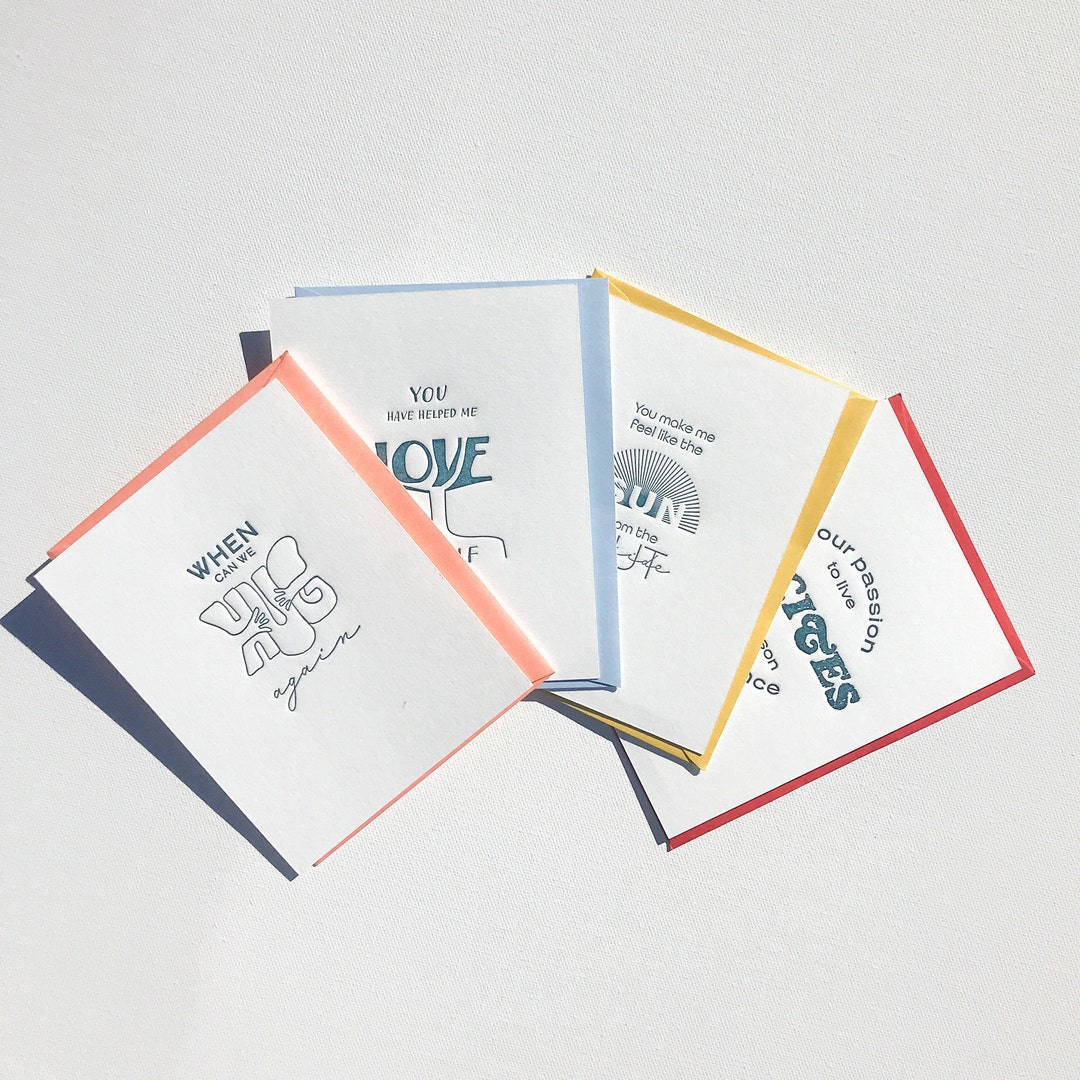 Letterpress Greeting Card Set of 4 Etsy UK