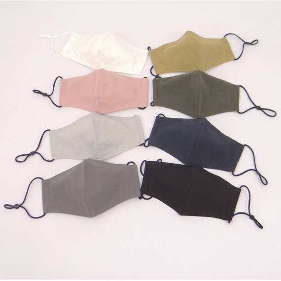 Set of 3 Cotton Face Mask Facemask with Filter Pocket and Etsy