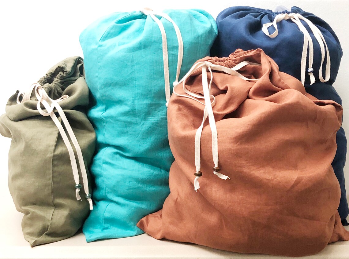 Linen drawstring bag linen bread bag zero waste reusable Etsy