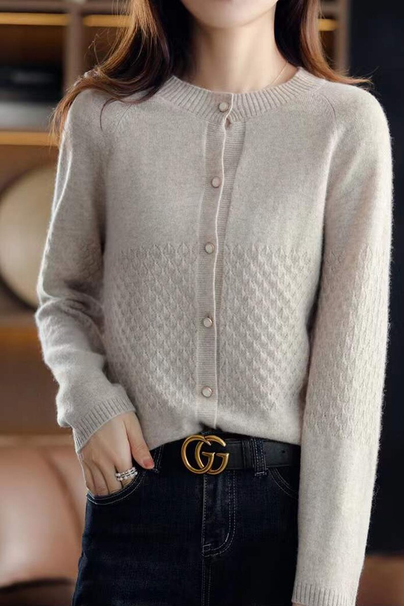 100% Merino Wool Cardigan Women Knitted Wool Sweater Winter - Etsy