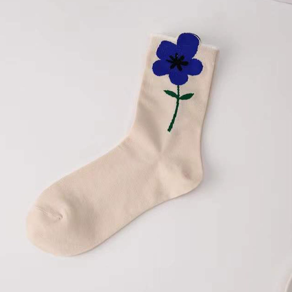 Vintage Floral Leaf Pattern Socks Flowers Socks Women Cotton Etsy