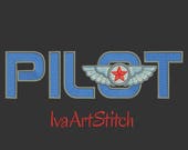 3 sizes, Machine Embroidery Design, Pilot Aviator Inscription, File Instant Download