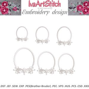 Stickdatei Perle Perlen Barock Rahmen für Monogramm 6 Größen Datei Instant Download