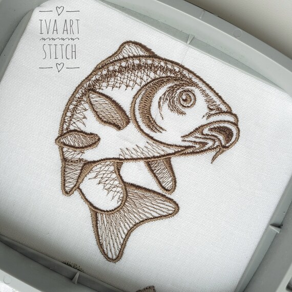 Silhouette Fishing Embroidery Design Fishing Embroidery Designs