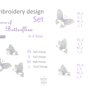 4 sizes, Machine Embroidery Design, Elegant Three Butterflies Dancing, Gold\Silver thread, File Instant Download