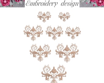 Machine Embroidery Design Flourish Scrolls Corner Pattern Satin stitch 8 sizes File INSTANT DOWNLOAD