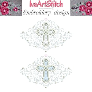 Machine Embroidery Design Applique Baptism Christening Cross 3 Sizes File Instant Download