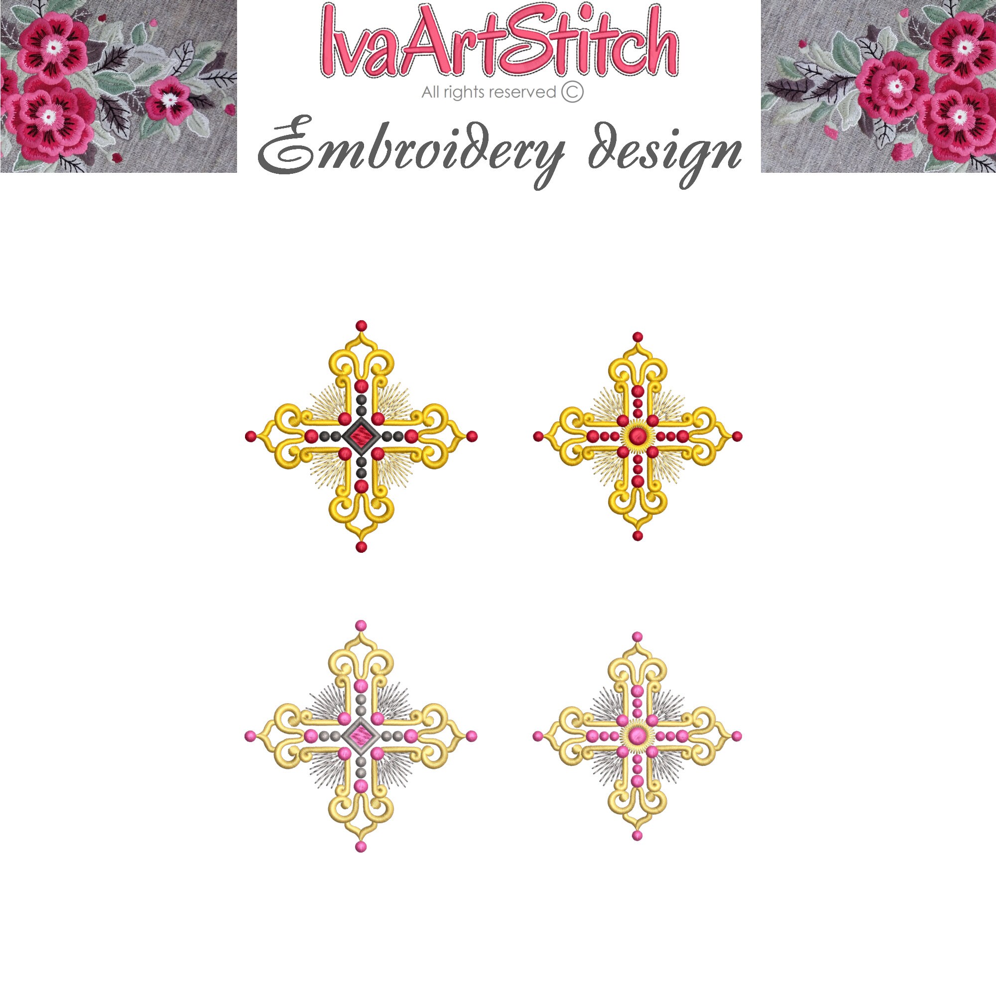 Victorian Cross Pattern Victorian Cross Machine Embroidery Design: Graceful Churchly Pattern ...