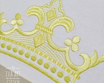 5 sizes, Machine Embroidery Design, Royal Crown, File Instant Download