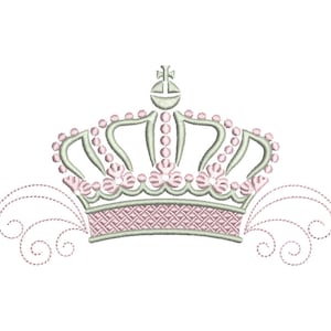 8 sizes, Machine Embroidery Design, Victorian Crown&Curls, Gold\Silver thread, File Instant Download