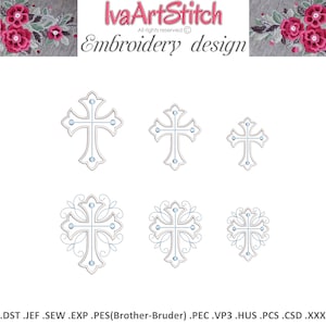 Set Machine Embroidery Design Small Mini Elegant Cross and Small Elegant Cross&Scrolls lines 4x4 Hoop File Instant Download