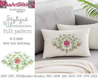 Machine Embroidery Design Stylized Ukrainian Folk Art Embroidery Flower Pattern File Instant Download