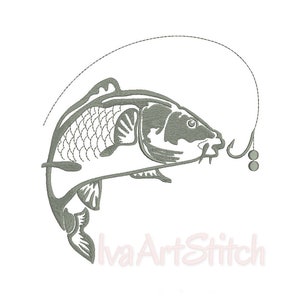 Disegno ricamo Silhouette pesce Carpa File Download immediato