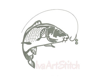 Embroidery Design Fish Silhouette Carp File Instant Download
