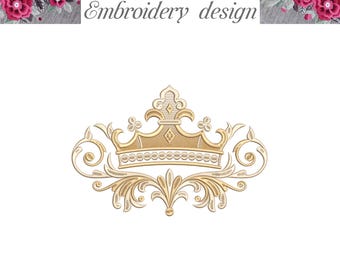 Machine Embroidery Design Large Beautiful Royal Crown Big sizes Volum Satin stitch File Instant Download