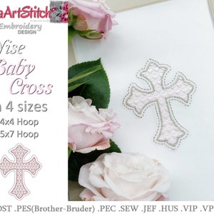 Machine Embroidery Design Hearts Filled Nice Cross Baby 4 sizes File Instant Download