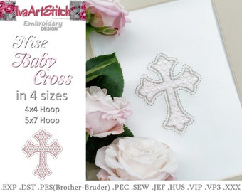 Machine Embroidery Design Hearts Filled Nice Cross Baby 4 sizes File Instant Download