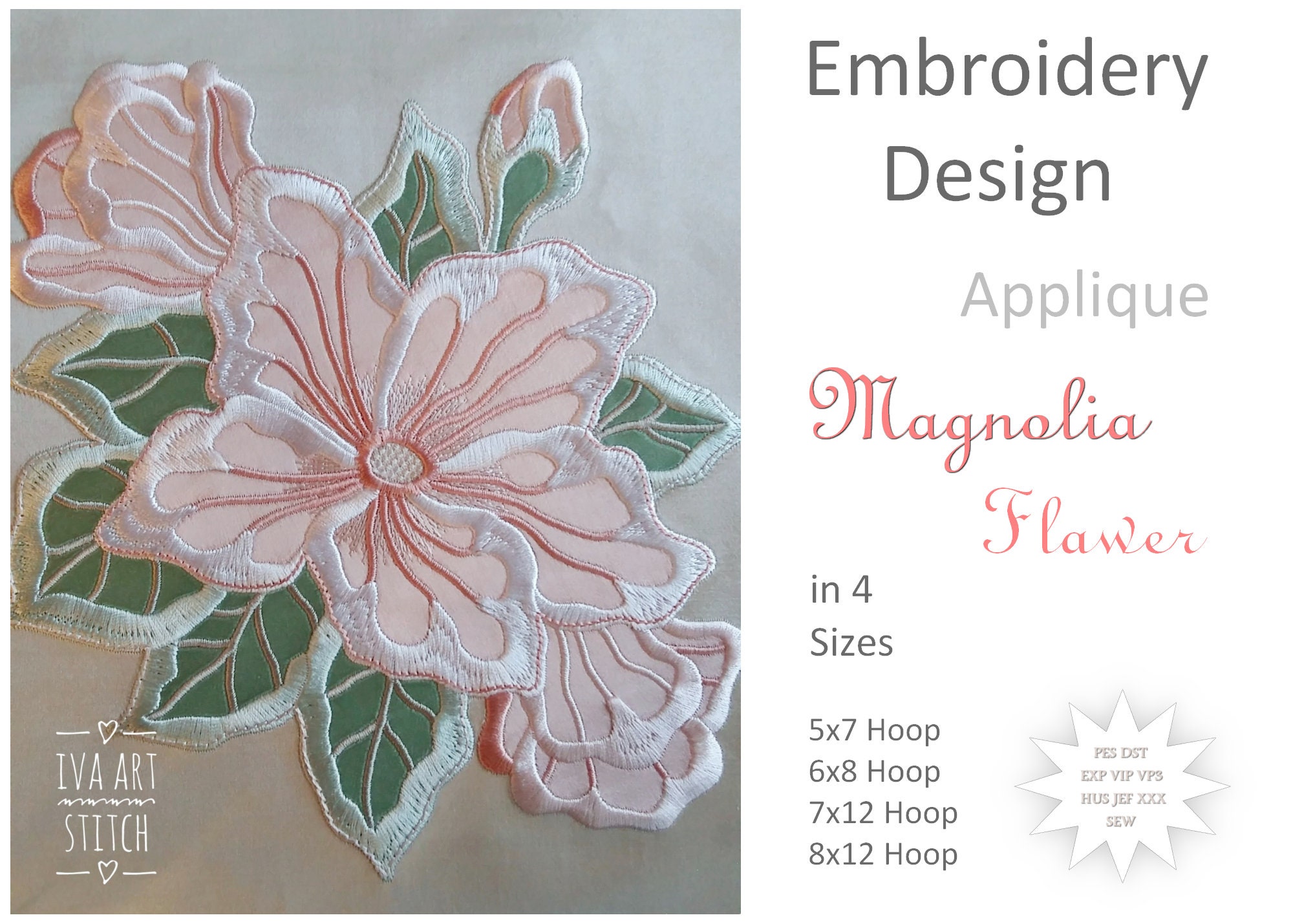 Magnolia Floral Embroidery Kit - DIY craft kit - DIY Embroidery