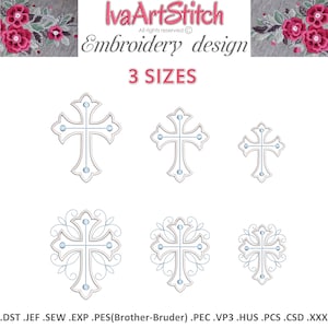 Elegant Cross Machine Embroidery Design Set in 3 sizes: Baptism (4x4 Hoop) (Instant Download)