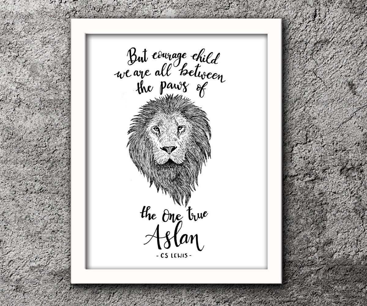 But Courage Child C.SLewis quote Narnia Pen and Ink | Etsy