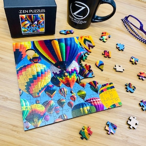 Up, Up & Away Zen Puzzle - Hand crafted artisanal wooden jigsaw puzzle