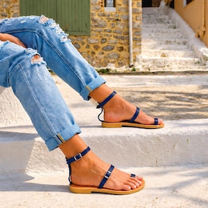 Women's Leather Toe Ring Sandals with Adjustable Straps – LETO