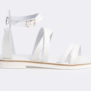 Wedding sandals, Greek sandals, Ankle strap sandals, Elegant sandals, White sandals, Braid sandals, Women shoes, Kionas, ANDROMEDA-BRAID