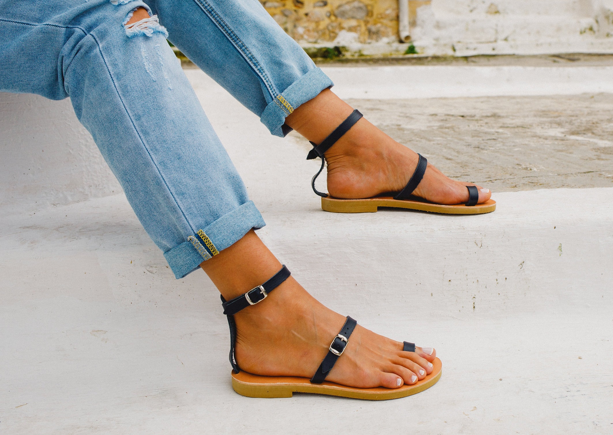 Greek Handmade Leather Women Sandals - Women Adjustable Straps Summer Sandals - Sandales Grecques - Sandales Cuir Femme - Kionas  - LETO