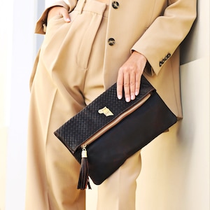 Leather clutch bag with 2 interior leather pockets, Brown envelope clutch for women, Evening Clutch Bag leather pouch, Gift for women