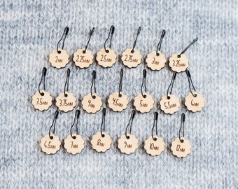 Hook & Needle Removable Size Markers - MM Number Set Markers - Hook or Needle Identifiers, Crochet Stitch Markers, Knit Stitch Markers