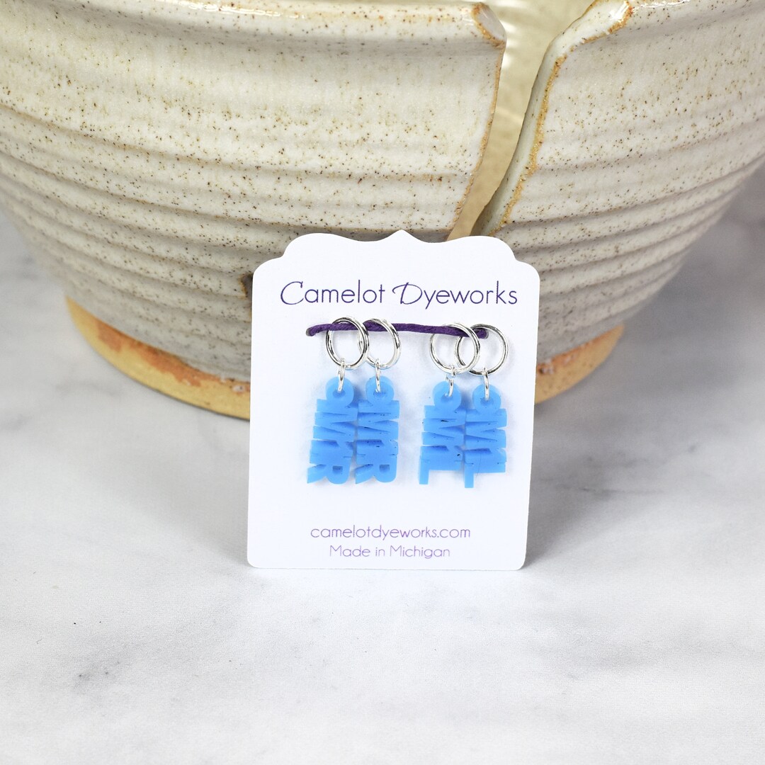 Set of 4 Stitch Markers, M1L and M1R, Laser Engraved Acrylic Stitch