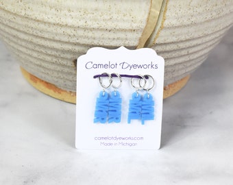 Set of 4 Stitch Markers, M1L and M1R, Laser Engraved Acrylic Stitch Markers, Increase Stitch Markers - Blue