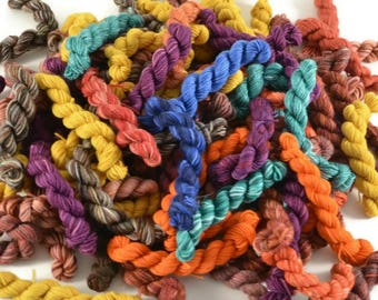 Sock Yarn Mini Skeins, Mystery Grab Bag, Sock Fingering Weight, Surprise, Mini skein grab bag - Set of 8 at 25 Yards Each 200 Yards - Autumn