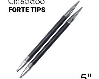 Puntas de aguja intercambiables de fibra de carbono ChiaoGoo FORTE de 5 pulgadas (13 cm) - Pequeña, Grande