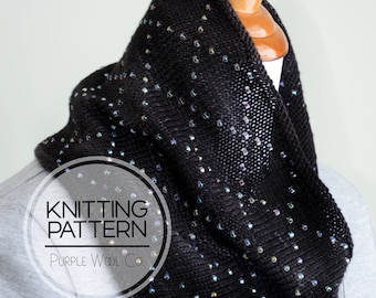 STARLIGHT COWL Knitting Pattern | PDF Cowl Knitting Pattern | Fingering weight yarn | Beaded Cowl Pattern | Hand Knit | Knitting Pattern