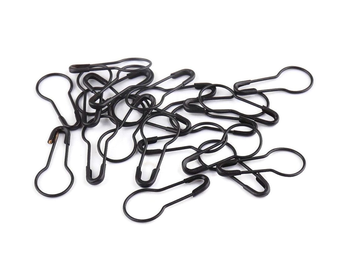 Black Bulb Safety Pin Stitch Markers Tarnish Resistant Brass Etsy