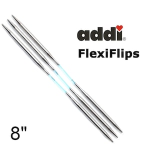 May include: A set of three 8-inch Addi FlexiFlips interchangeable knitting needles with a turquoise cable.