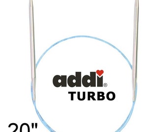 20 inch (50 cm) Addi Turbo circular knitting needles - Available Size 0-17