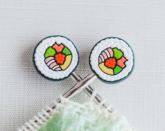 Sushi Silicone Stitch Stoppers - Set of 2 - Knitting Needle Point Protectors, Stitch Holders, Needle Stoppers