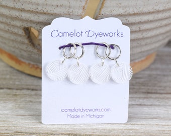 Set of 4 Stitch Markers, Clear Acrylic Yarn Balls, Laser Engraved Acrylic Stitch Markers, Yarn Ball Stitch Markers