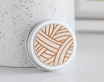 Knitting Tin Storage Container - Yarn Ball - Stitch Marker Holder, Storage Tin, Knitting Storage