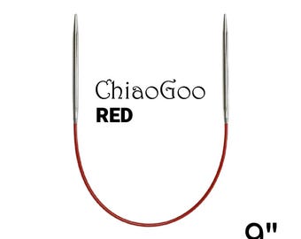 9 inch (23 cm) Chiaogoo Red circular knitting needles - Available Size 0-8